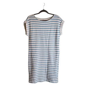 Lou & Grey White Blue Striped Cotton Tee Shirt Dress